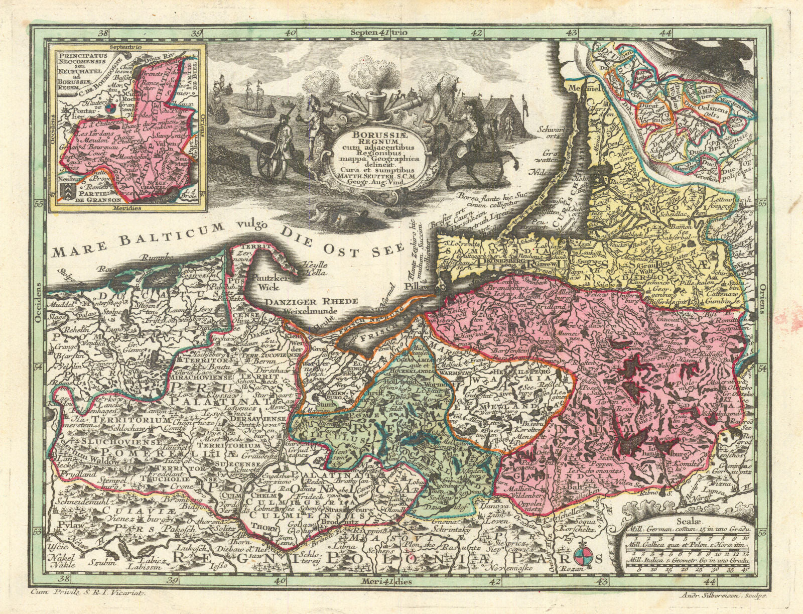 Borussiae Regnum… Kingdom of Prussia, now Poland/Kaliningrad. Seutter c1744 map